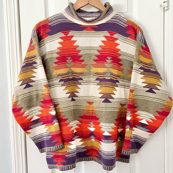Delia Mc Kain Sweaters - Delia McKain Petites Vintage Southwestern Knit Long Sleeve Sweater Women’s Small